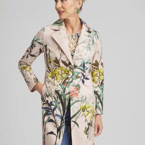 NWT Chicos Floral Cotton Stretch Topper Jacket Duster Size 3.5